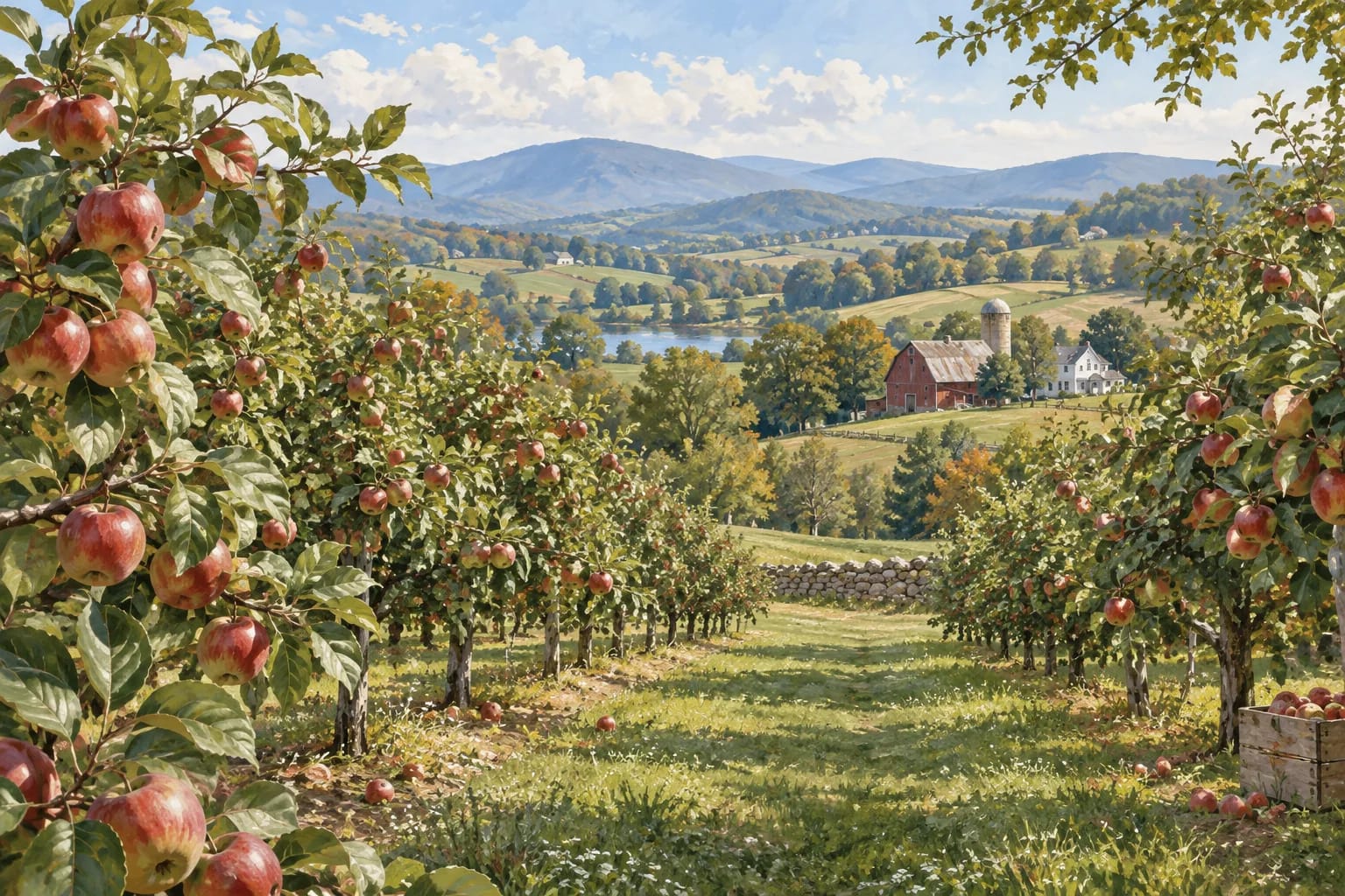 Sidekick illustration of an orchard landscape